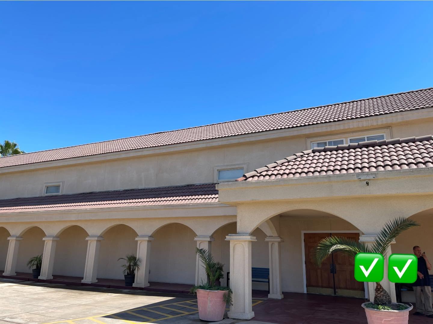 Commercial building exterior after cleaning